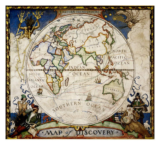 Vintage Nautical World Map Mural for Wall