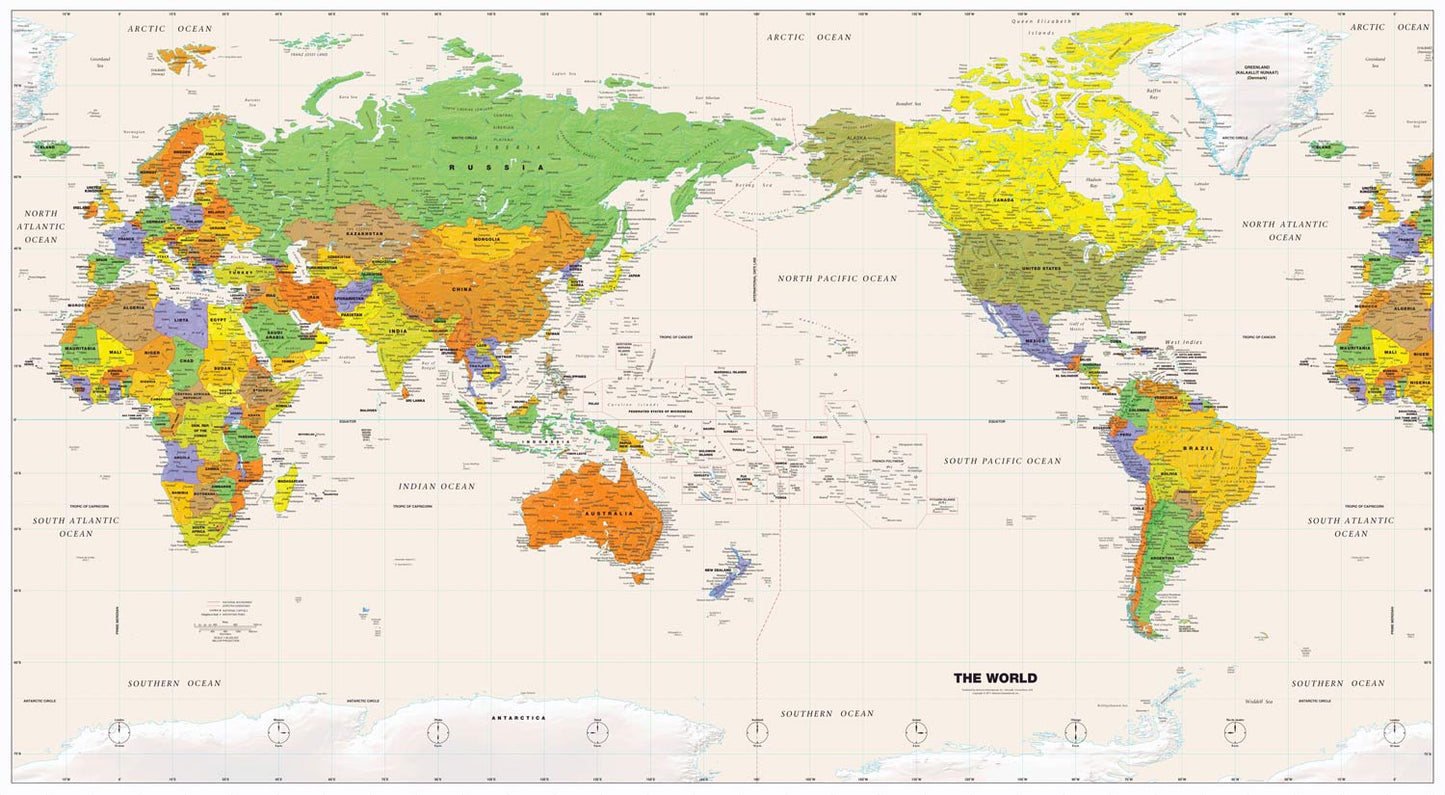 Papier peint éducatif carte du monde colorée