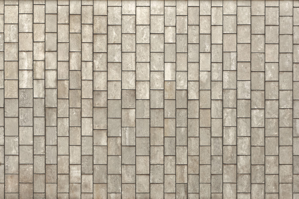 Modern Grey Geometric Brick Mural Wallpaper