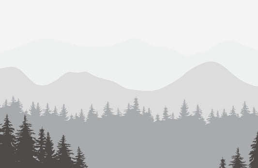 Home Decoration Featuring a Wallpaper Mural of a Misty Mountain Scene