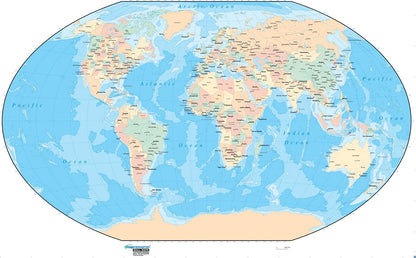 Educational World Map Mural for Wall