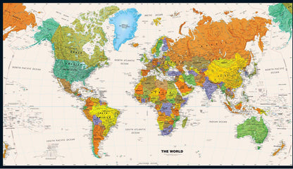 Colorful World Map Wallpaper Mural