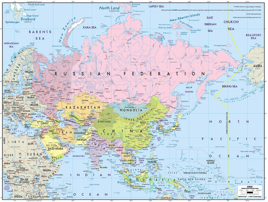 Contemporary Political Map of Eurasia Wallpaper Mural