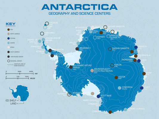 Antarctic Exploration Map Mural Wallpaper