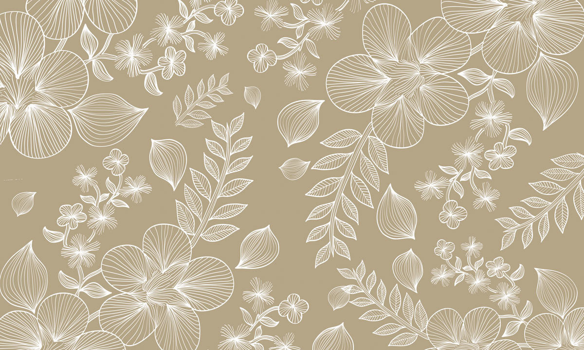 Wallpaper mural with a Line Drawing of Flowers that may be used for home decoration