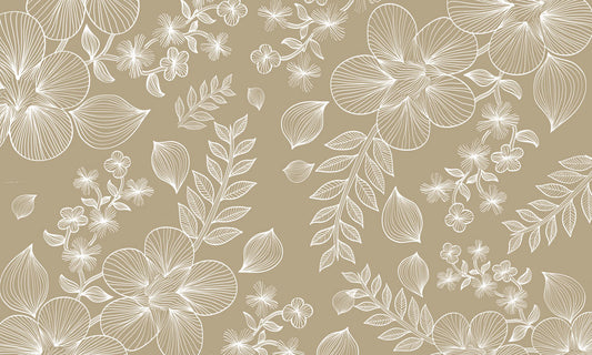 Wallpaper mural with a Line Drawing of Flowers that may be used for home decoration