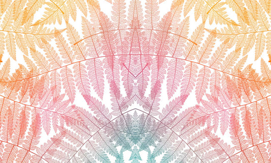 Wallpaper artwork consisting of colourful leaves spliced together