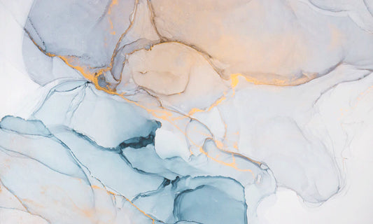 Wallpaper with a Blue and Gold Marble Pattern for Home Decor