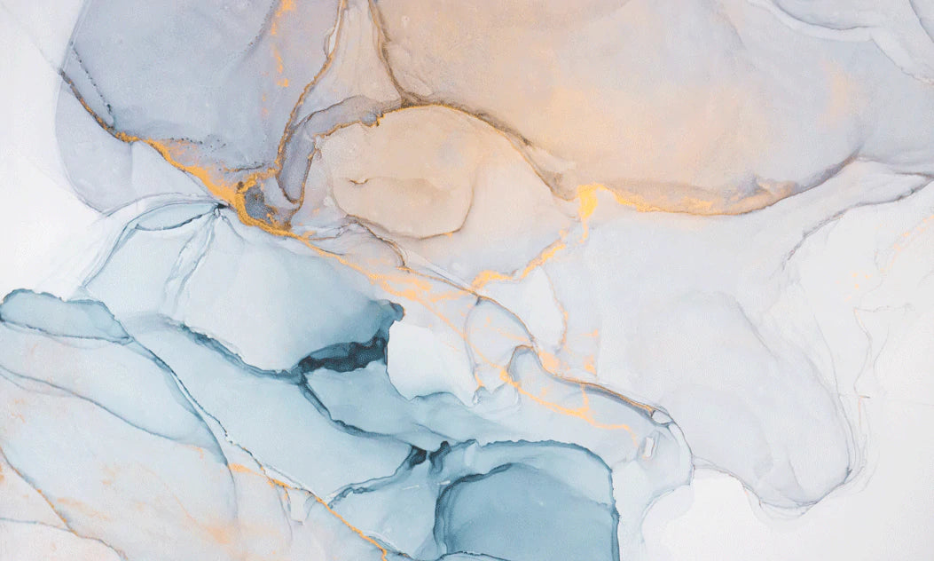 Blue Gold Marble Abstract Wallpaper Mural
