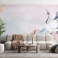 Watercolor Crane Bird Wallpaper Mural for Room decor