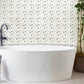 Wallpaper with a White Terrazzo Marble Dot Pattern Mural in the Room