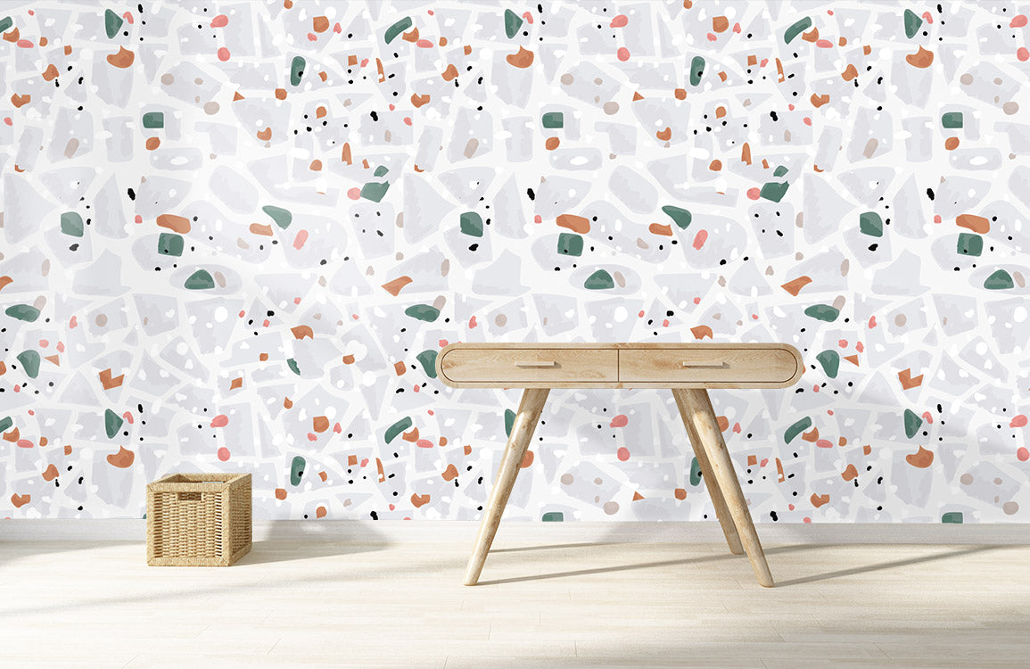 Living Room Wallpaper Mural Featuring a Dot and Marble Pattern
