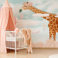 Home Decoration Wallpaper Mural Featuring a Giraffe Carrying Balloons