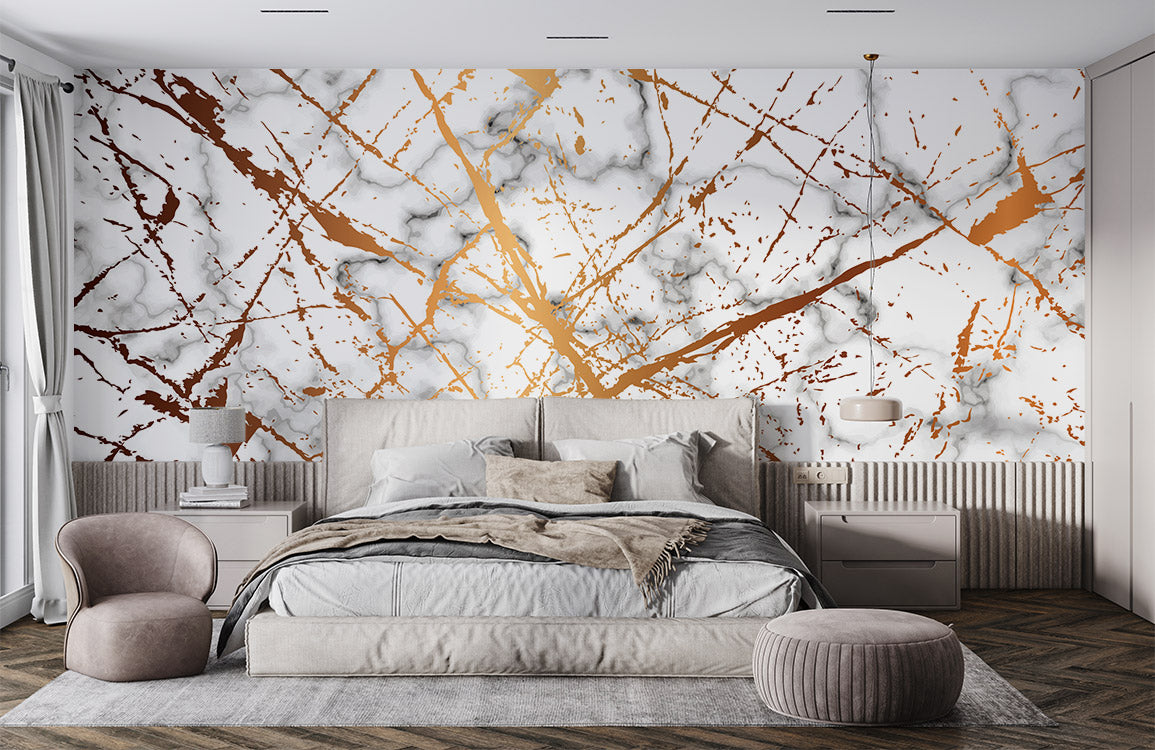 Living Room Decoration Featuring Marble Wallpaper Mural in Dye