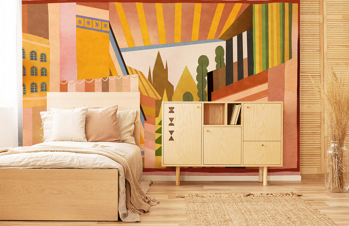 Home Decoration Featuring an Architectural Reading Wallpaper Mural
