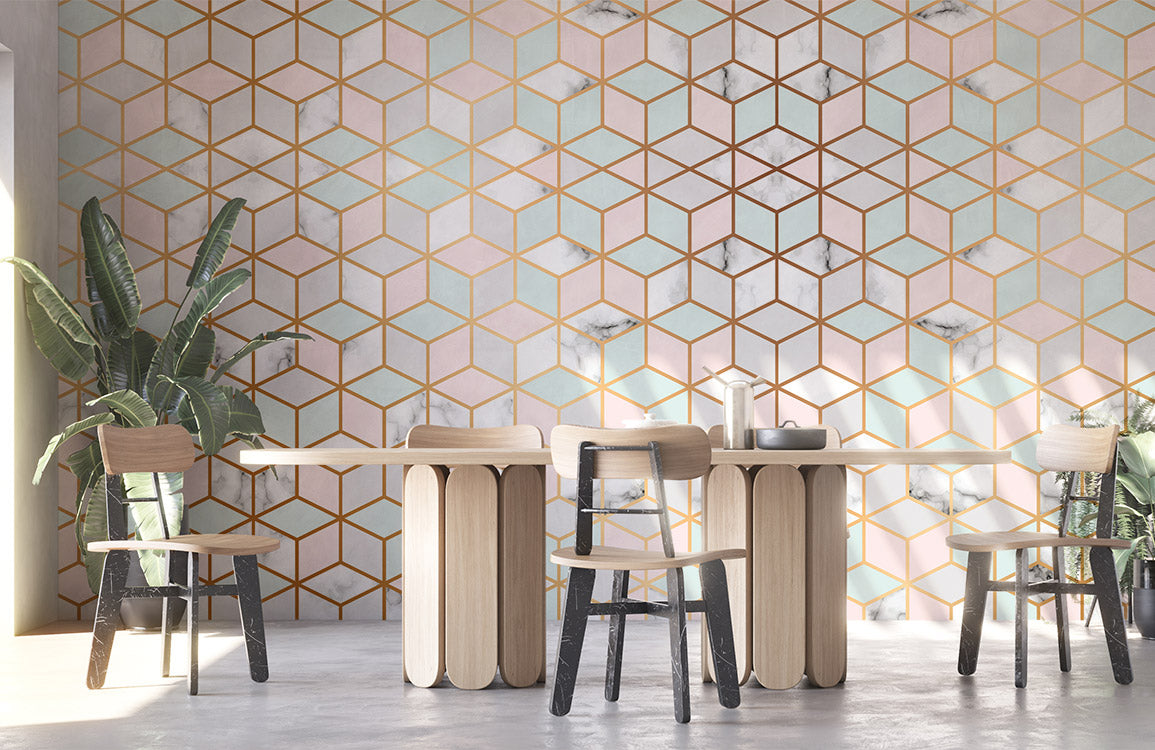 Wallpaper in the form of a regular geometric marble pattern