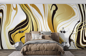 Abstract Gold Swirl Luxury Wallpaper Mural