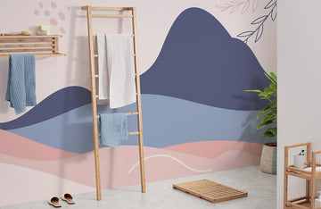Abstract Pastel Mountain Landscape Mural Wallpaper