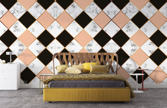 Mural Room Featuring Mixed Marble Wallpaper