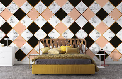 Mural Room Featuring Mixed Marble Wallpaper