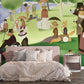 Wallpaper mural for home decoration with animals in a park.