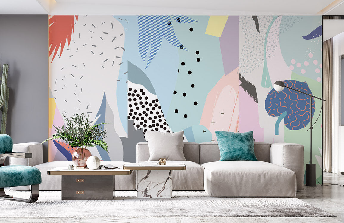 mural designs in an abstract style for the walls children's room