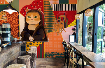 Eclectic Pop Art Feline Mural Wallpaper