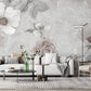 wallpaper with a stunning grey floral pattern.
