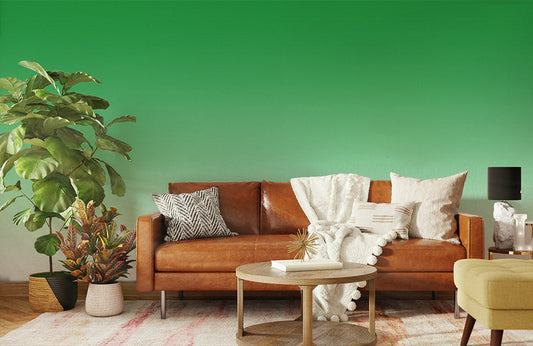 Home Decorating Wallpaper Mural in a Gradient Green Color Scheme