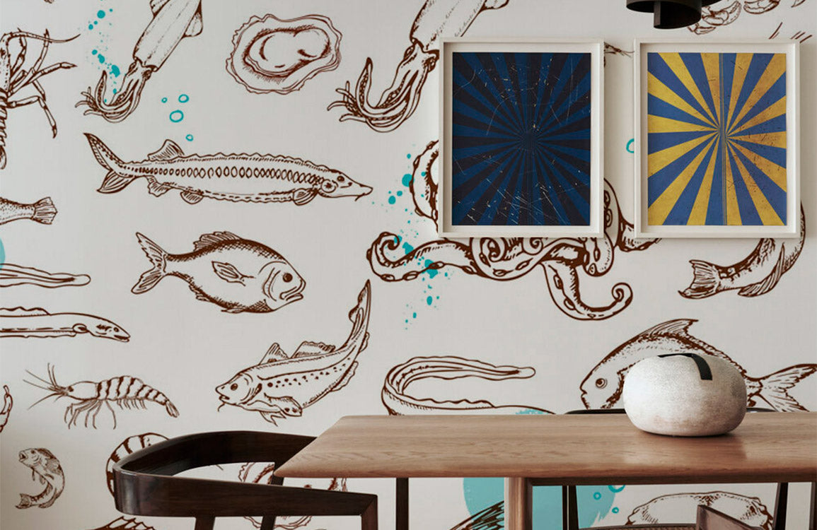 Wallpaper Mural of Sea Fish for Use as Home Decoration