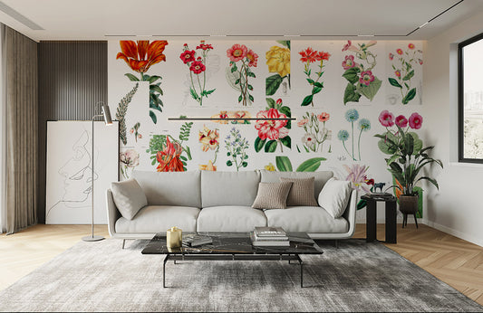 Home Decoration Featuring a Botany Flower Wallpaper Mural