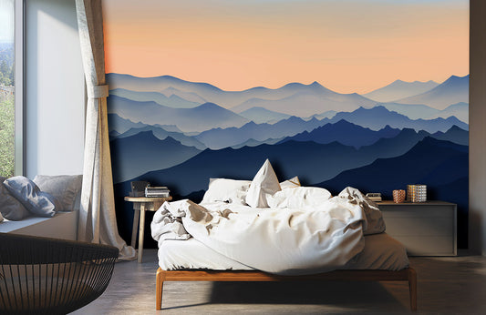 wallpaper depicting a foggy mountain range
