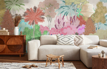 Colorful Tropical Botanical Mural Wallpaper
