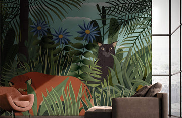 Tropical Jungle Animals Mural Wallpaper