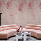 Wallpaper mural with a pink oil painting for use as home decor.