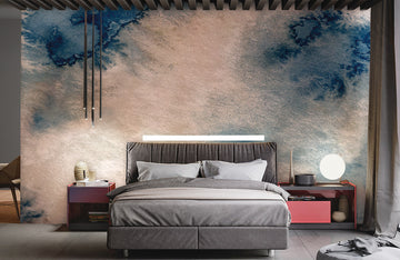 Abstract Watercolor Blue Cloud Mural Wallpaper