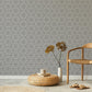 Room with a Miniature Wallpaper Mural Featuring a Dense Pattern