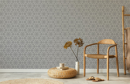 Room with a Miniature Wallpaper Mural Featuring a Dense Pattern