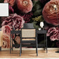 Wallpaper Mural with Big Flowers in a Dark Floral Pattern