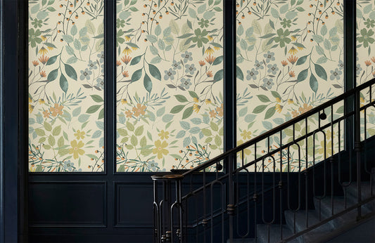Boho Chic Botanical Garden Mural Wallpaper in hallway