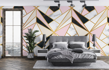 Geometric Marble Pink Gold Mural Wallpaper