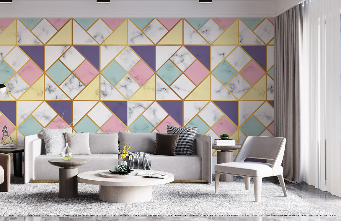 Wallpaper Mural Covering a Square Geometry Marble Room