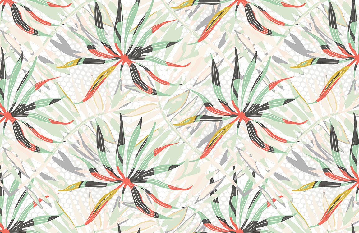 Tropical Botanical Geometric Wallpaper Mural