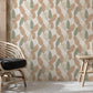 Botanical Leaf Pattern Modern Mural Wallpaper in living room