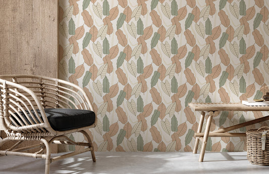 Botanical Leaf Pattern Modern Mural Wallpaper