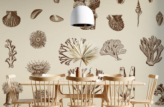 Wallpaper Mural of a Coral Ocean Scene for Use in Home Decoration