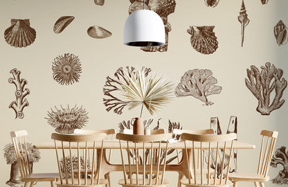 Wallpaper Mural of a Coral Ocean Scene for Use in Home Decoration