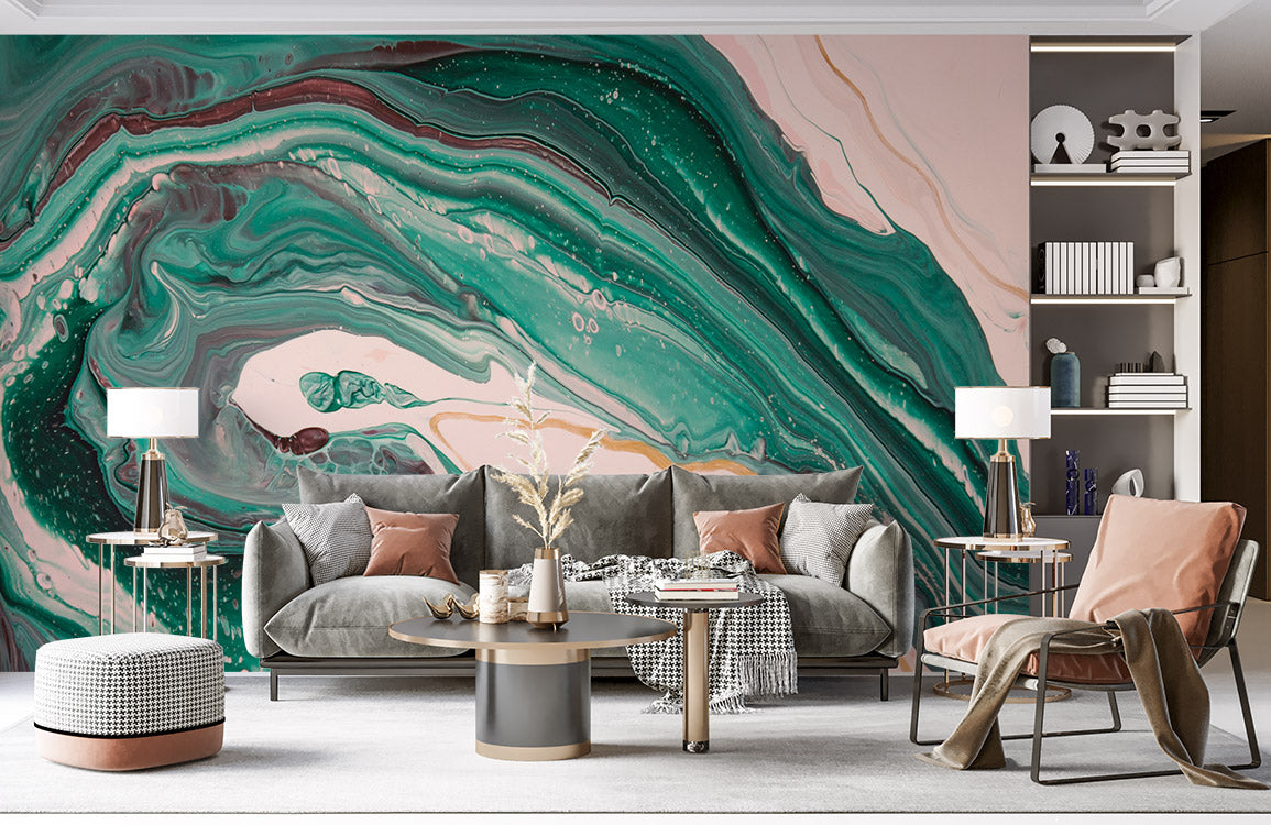 Mural Room Featuring Green River Marble Wallpaper