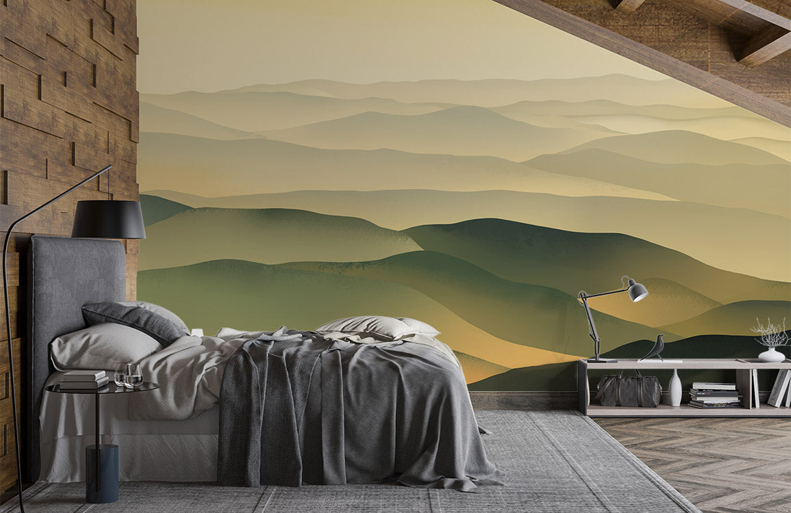 Wallpaper mural featuring an airy hilltop at sunset