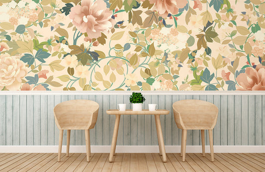 Home Decoration Wallpaper Mural Featuring Flowers
